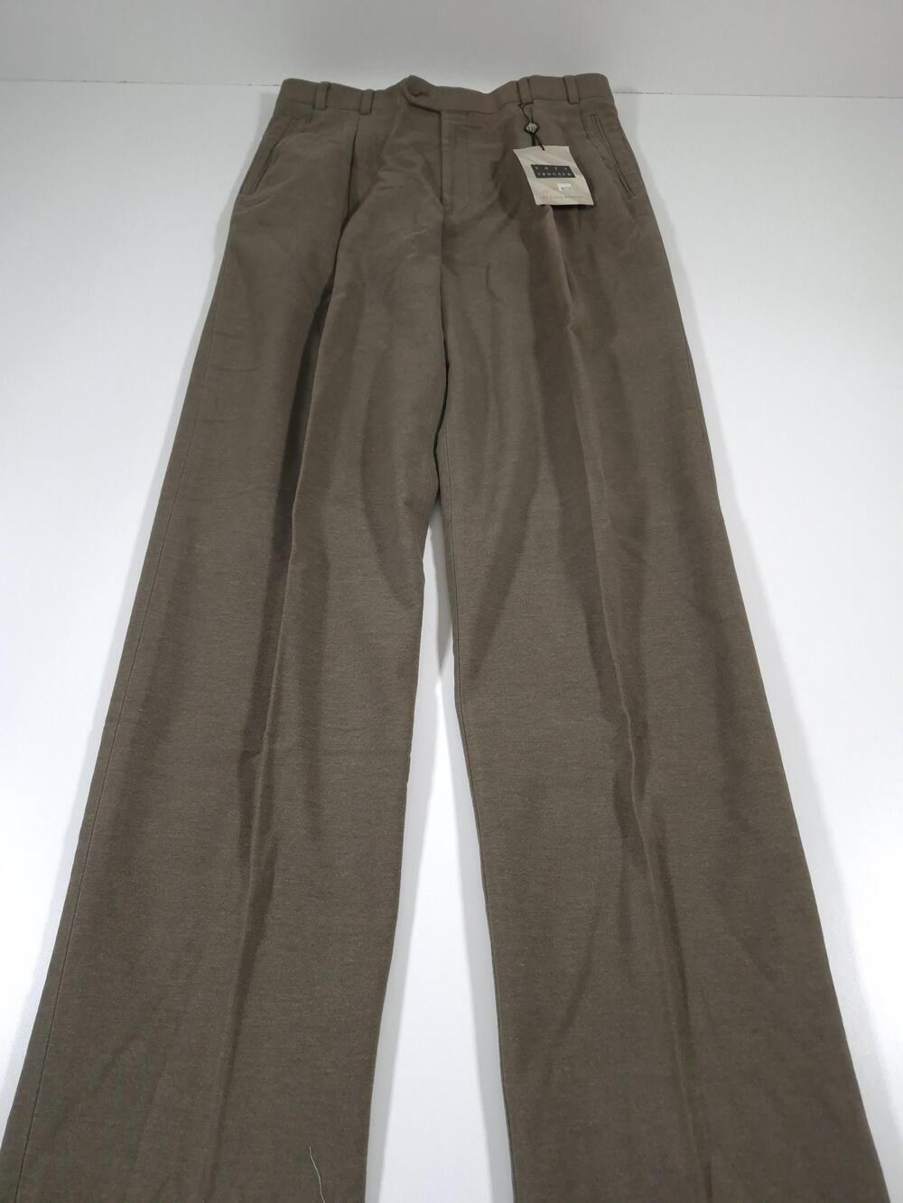 VTG Louis Raphael Dress Pants Mens 34x36 Brown Soft Trouser Pleated Flannel NWT